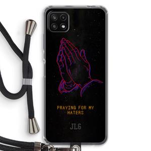 CaseCompany Praying For My Haters: Samsung Galaxy A22 5G Transparant Hoesje met koord