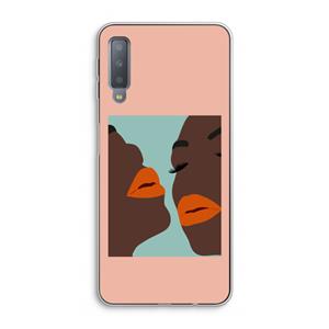 CaseCompany Orange lips: Samsung Galaxy A7 (2018) Transparant Hoesje