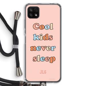 CaseCompany Cool Kids Never Sleep: Samsung Galaxy A22 5G Transparant Hoesje met koord