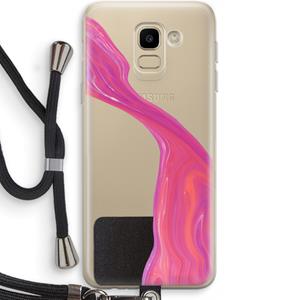 CaseCompany Paarse stroom: Samsung Galaxy J6 (2018) Transparant Hoesje met koord