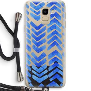 CaseCompany Blauwe pijlen: Samsung Galaxy J6 (2018) Transparant Hoesje met koord