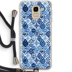 CaseCompany Blauw motief: Samsung Galaxy J6 (2018) Transparant Hoesje met koord