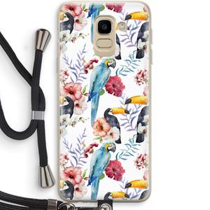 CaseCompany Bloemen tukan: Samsung Galaxy J6 (2018) Transparant Hoesje met koord