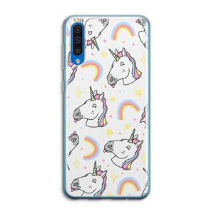 CaseCompany Rainbow Unicorn: Samsung Galaxy A50 Transparant Hoesje