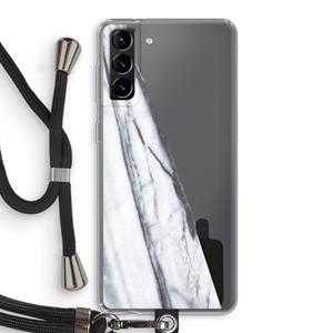 CaseCompany Gestreepte marmer: Samsung Galaxy S21 Plus Transparant Hoesje met koord