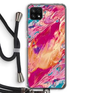 CaseCompany Pastel Echoes: Samsung Galaxy A22 5G Transparant Hoesje met koord