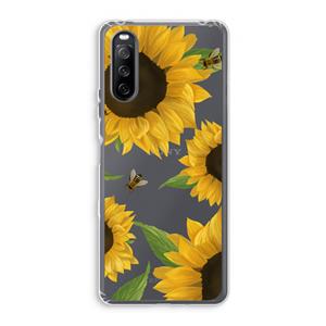 CaseCompany Sunflower and bees: Sony Xperia 10 III Transparant Hoesje