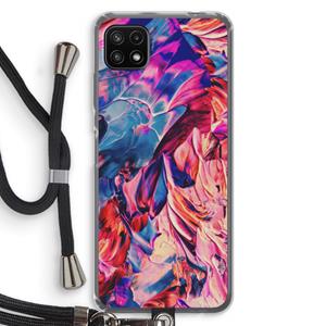 CaseCompany Pink Orchard: Samsung Galaxy A22 5G Transparant Hoesje met koord