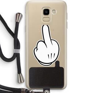 CaseCompany Middle finger black: Samsung Galaxy J6 (2018) Transparant Hoesje met koord