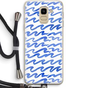 CaseCompany Blauwe golven: Samsung Galaxy J6 (2018) Transparant Hoesje met koord