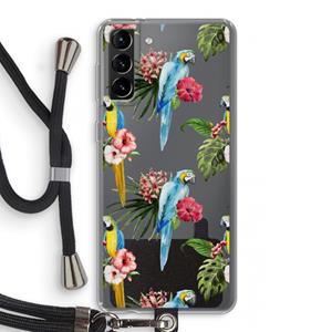 CaseCompany Kleurrijke papegaaien: Samsung Galaxy S21 Plus Transparant Hoesje met koord
