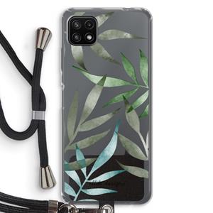 CaseCompany Tropical watercolor leaves: Samsung Galaxy A22 5G Transparant Hoesje met koord