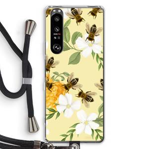 CaseCompany No flowers without bees: Sony Xperia 1 III Transparant Hoesje met koord