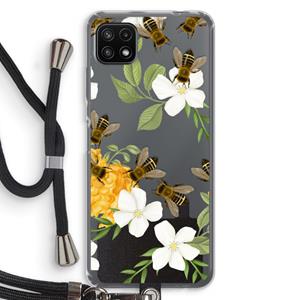 CaseCompany No flowers without bees: Samsung Galaxy A22 5G Transparant Hoesje met koord