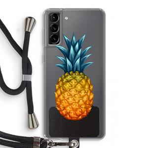 CaseCompany Grote ananas: Samsung Galaxy S21 Plus Transparant Hoesje met koord