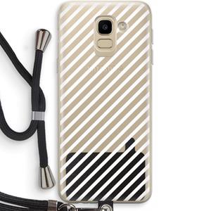 CaseCompany Strepen zwart-wit: Samsung Galaxy J6 (2018) Transparant Hoesje met koord