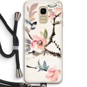 CaseCompany Japanse bloemen: Samsung Galaxy J6 (2018) Transparant Hoesje met koord