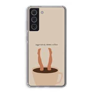 CaseCompany Aggressively drinks coffee: Samsung Galaxy S21 FE Transparant Hoesje