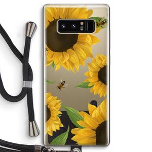 CaseCompany Sunflower and bees: Samsung Galaxy Note 8 Transparant Hoesje met koord