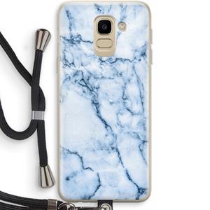 CaseCompany Blauw marmer: Samsung Galaxy J6 (2018) Transparant Hoesje met koord