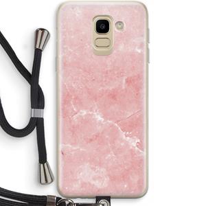 CaseCompany Roze marmer: Samsung Galaxy J6 (2018) Transparant Hoesje met koord