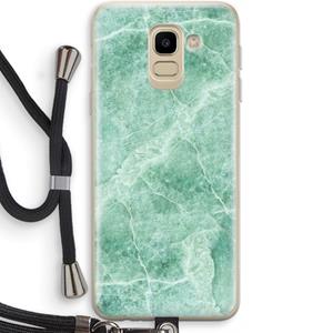 CaseCompany Groen marmer: Samsung Galaxy J6 (2018) Transparant Hoesje met koord
