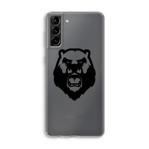 CaseCompany Angry Bear (black): Samsung Galaxy S21 Plus Transparant Hoesje