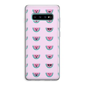 CaseCompany Smiley watermeloenprint: Samsung Galaxy S10 Plus Transparant Hoesje