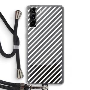 CaseCompany Strepen zwart-wit: Samsung Galaxy S21 Plus Transparant Hoesje met koord
