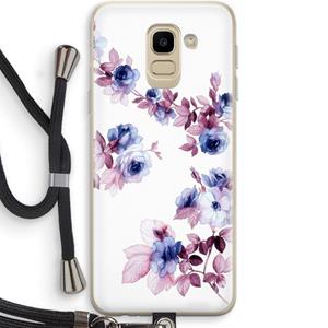 CaseCompany Waterverf bloemen: Samsung Galaxy J6 (2018) Transparant Hoesje met koord