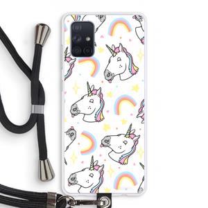 CaseCompany Rainbow Unicorn: Samsung Galaxy A71 Transparant Hoesje met koord