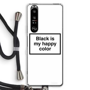 CaseCompany Black is my happy color: Sony Xperia 1 III Transparant Hoesje met koord