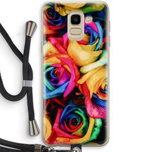 CaseCompany Neon bloemen: Samsung Galaxy J6 (2018) Transparant Hoesje met koord