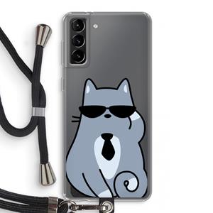 CaseCompany Cool cat: Samsung Galaxy S21 Plus Transparant Hoesje met koord
