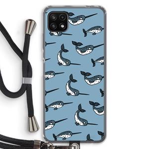 CaseCompany Narwhal: Samsung Galaxy A22 5G Transparant Hoesje met koord