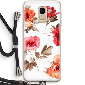 CaseCompany Roosjes: Samsung Galaxy J6 (2018) Transparant Hoesje met koord