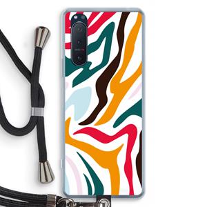 CaseCompany Colored Zebra: Sony Xperia 5 II Transparant Hoesje met koord
