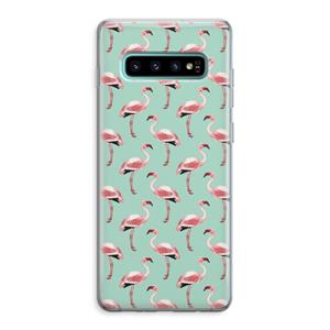 CaseCompany Flamingoprint groen: Samsung Galaxy S10 Plus Transparant Hoesje