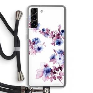 CaseCompany Waterverf bloemen: Samsung Galaxy S21 Plus Transparant Hoesje met koord