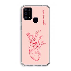 CaseCompany Blooming Heart: Samsung Galaxy M31 Transparant Hoesje