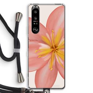 CaseCompany Pink Ellila Flower: Sony Xperia 1 III Transparant Hoesje met koord