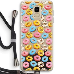 CaseCompany Pink donuts: Samsung Galaxy J6 (2018) Transparant Hoesje met koord