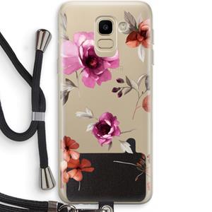 CaseCompany Geschilderde bloemen: Samsung Galaxy J6 (2018) Transparant Hoesje met koord
