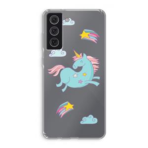 CaseCompany Vliegende eenhoorn: Samsung Galaxy S21 FE Transparant Hoesje