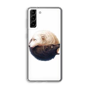 CaseCompany Yin Yang Wolves: Samsung Galaxy S21 Plus Transparant Hoesje
