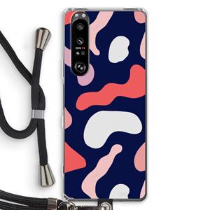 CaseCompany Memphis Shapes Pink: Sony Xperia 1 III Transparant Hoesje met koord