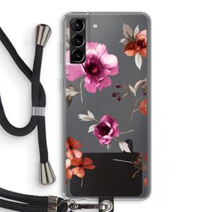 CaseCompany Geschilderde bloemen: Samsung Galaxy S21 Plus Transparant Hoesje met koord