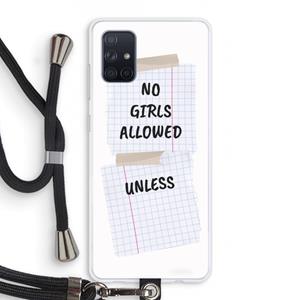 CaseCompany No Girls Allowed Unless: Samsung Galaxy A71 Transparant Hoesje met koord