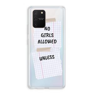 CaseCompany No Girls Allowed Unless: Samsung Galaxy S10 Lite Transparant Hoesje