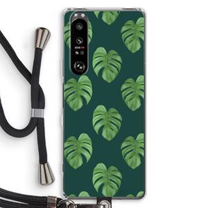 CaseCompany Monstera leaves: Sony Xperia 1 III Transparant Hoesje met koord